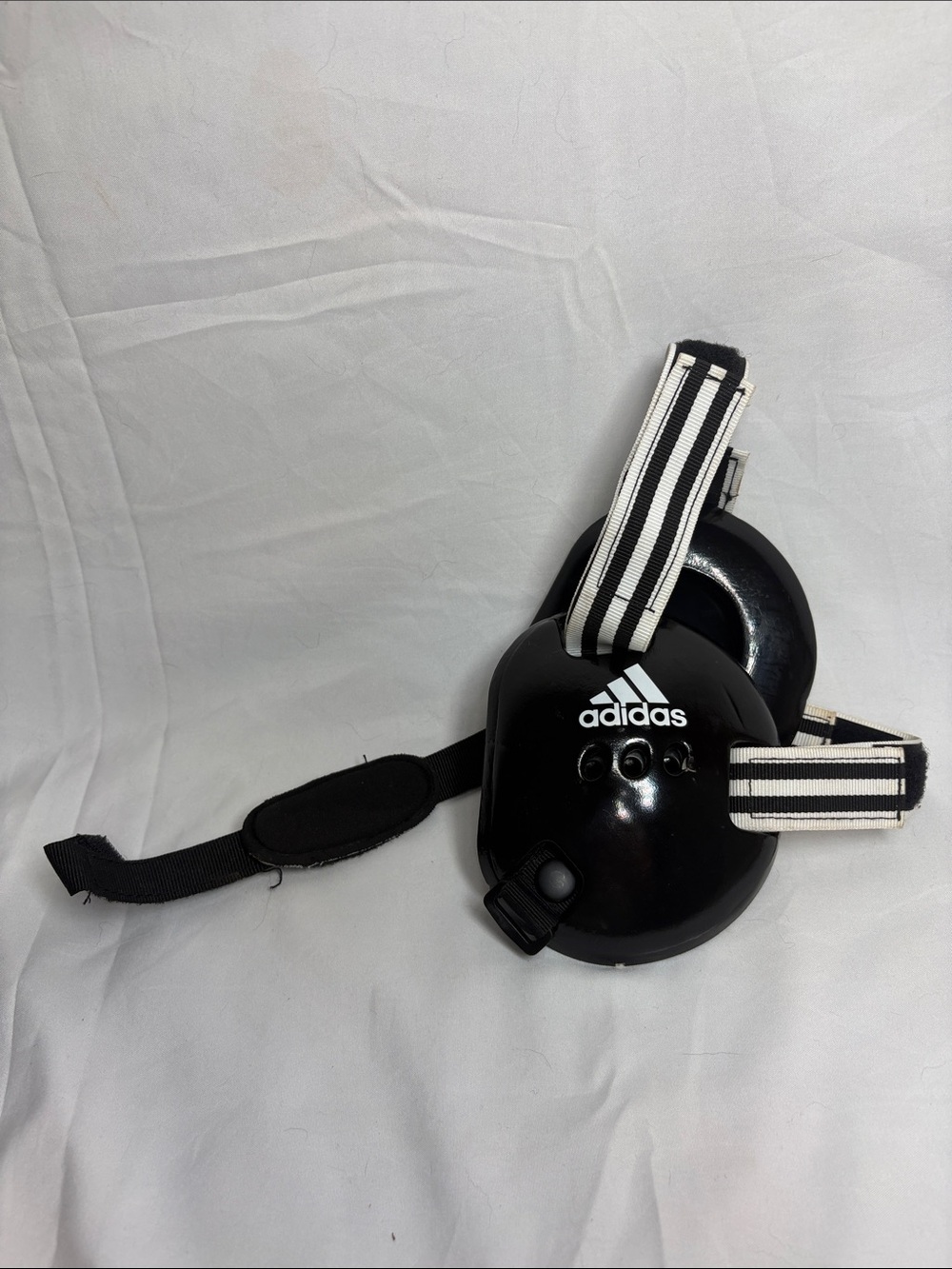 adidas Kids Black Ear Protection Cover with White Striped Strap